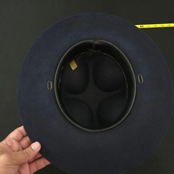 Beaver Quality XXXX Straw Oval Officer Troper Hat Men Black Brimmed Fedora 7 5/8 - Picture 7 of 9